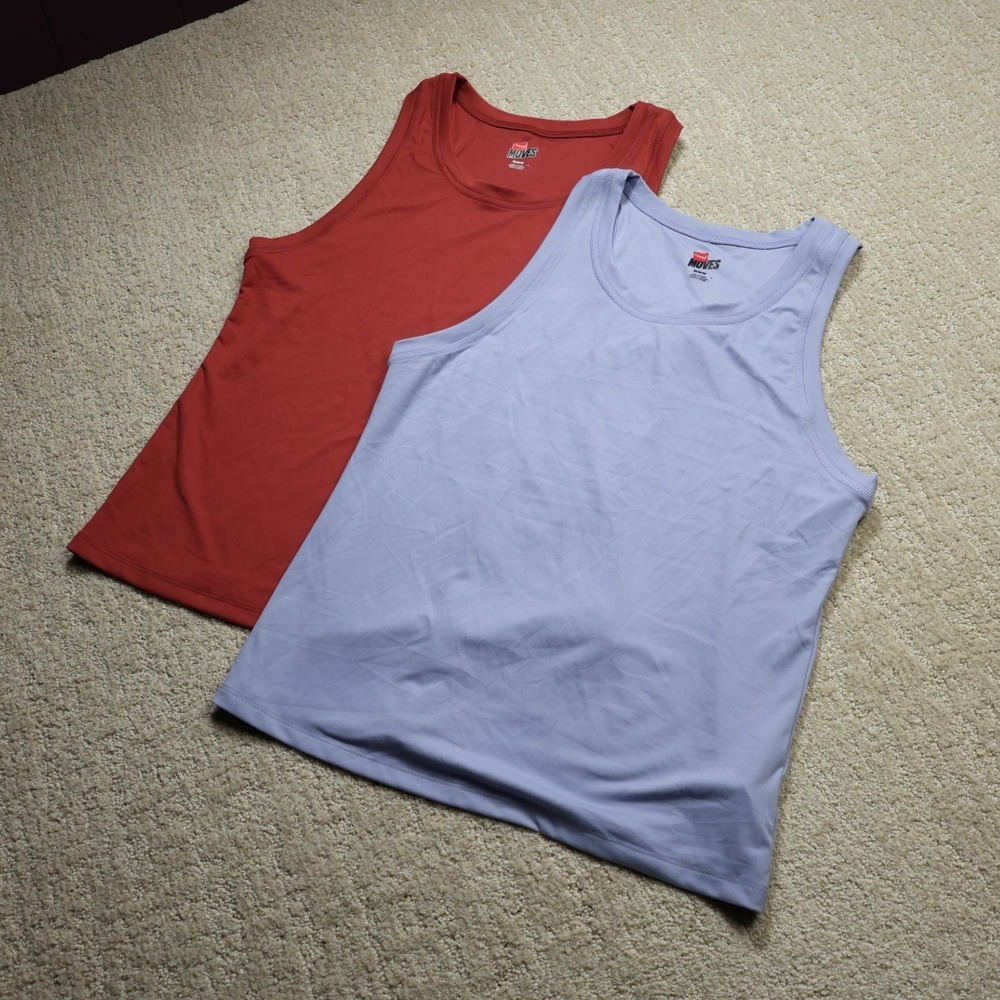 Hanes Moves Womens Performance Tank Top 2 Pack Red Purple Medium